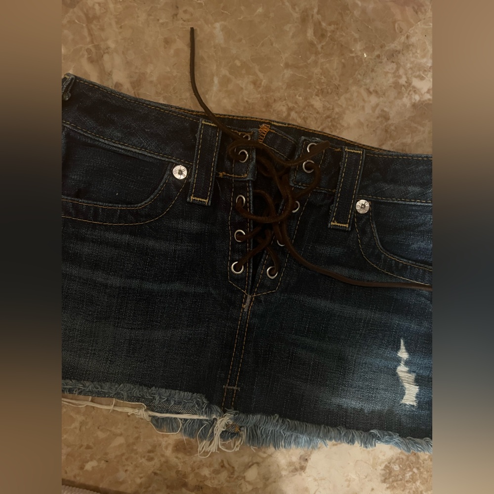 True Religion Lace Up Mini Skirt
